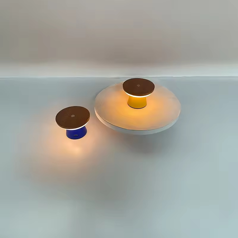 LED Cute Wooden Mushroom Night Light Touch Switch Customizable Color Durable Space-Saving Modern Easy-Charging Bedside
