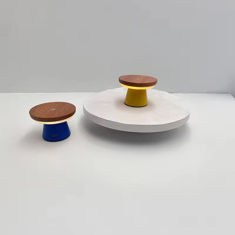 LED Cute Wooden Mushroom Night Light Touch Switch Customizable Color Durable Space-Saving Modern Easy-Charging Bedside