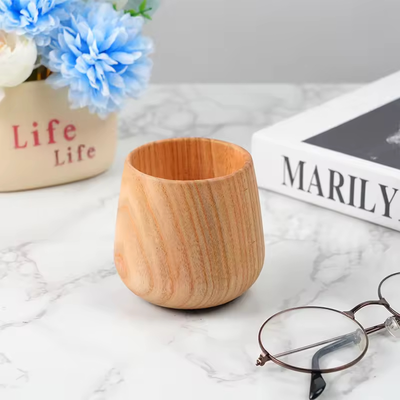 Customized Japanese Mini Personalized Natural Beech Wood Rectangle Durable Modern Home Decoration Sake Drinking Cup