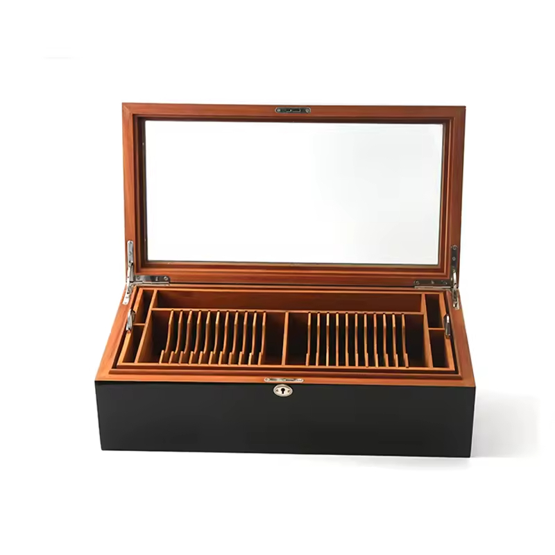 Solid Wood Lacquer Cigar Humidor Box Case Modern Style Home Decor Customizable Color Durable Space-Saving Huina Brand Rectangle
