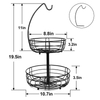 Custom 2 Tier Detachable High- Fruit Bowl With Banana Hanger for Kitchen Fruit Basket