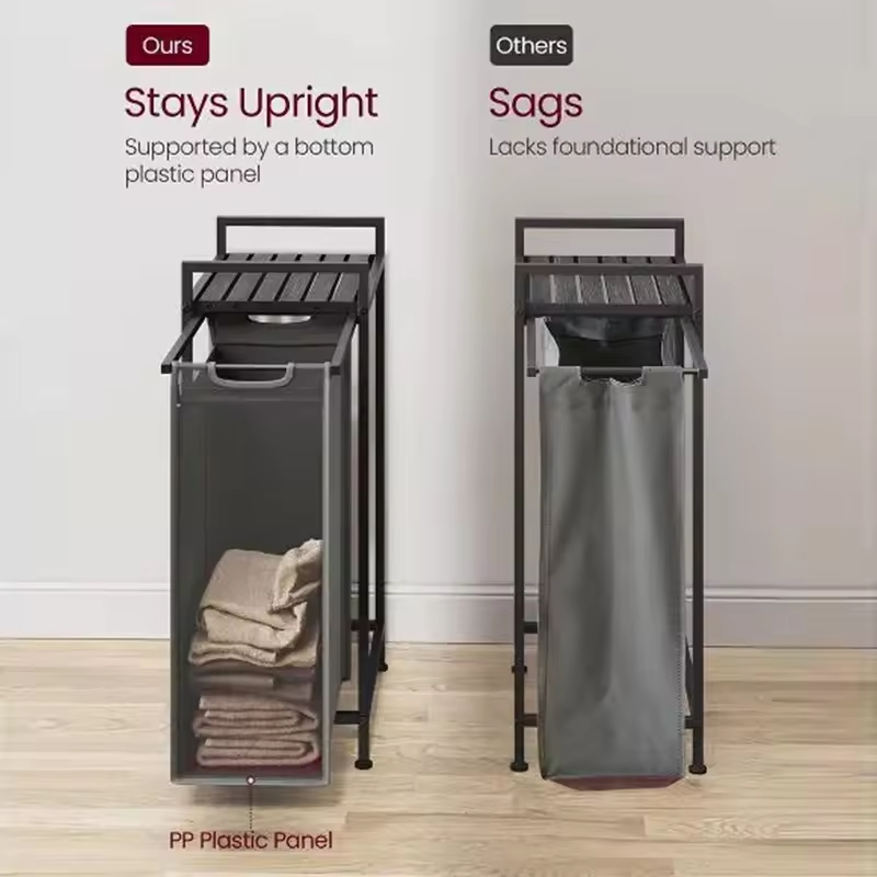 OEM ODM Household Laundry Storage Basket with a Pull-Out and Removable Bag Laundry Basket Laundry Hamper