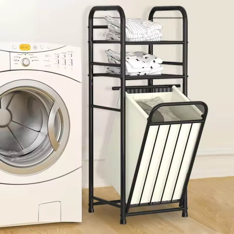 Factory Custom Laundry Basket With Wheels Metal and Clothes With Removable Wash Bag Household Goods Rolling Laundry Basket
