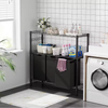 Factory Custom Bathroom Storage Metal Frame 3 Bags 2-tire Shelf Big-capacity Laundry Hamper