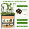 Factory Customizable 59\" Raised Wooden Garden Bed with Metal Trellis Open Storage Shelves & Drain Holes Bookcases & Bookshelves