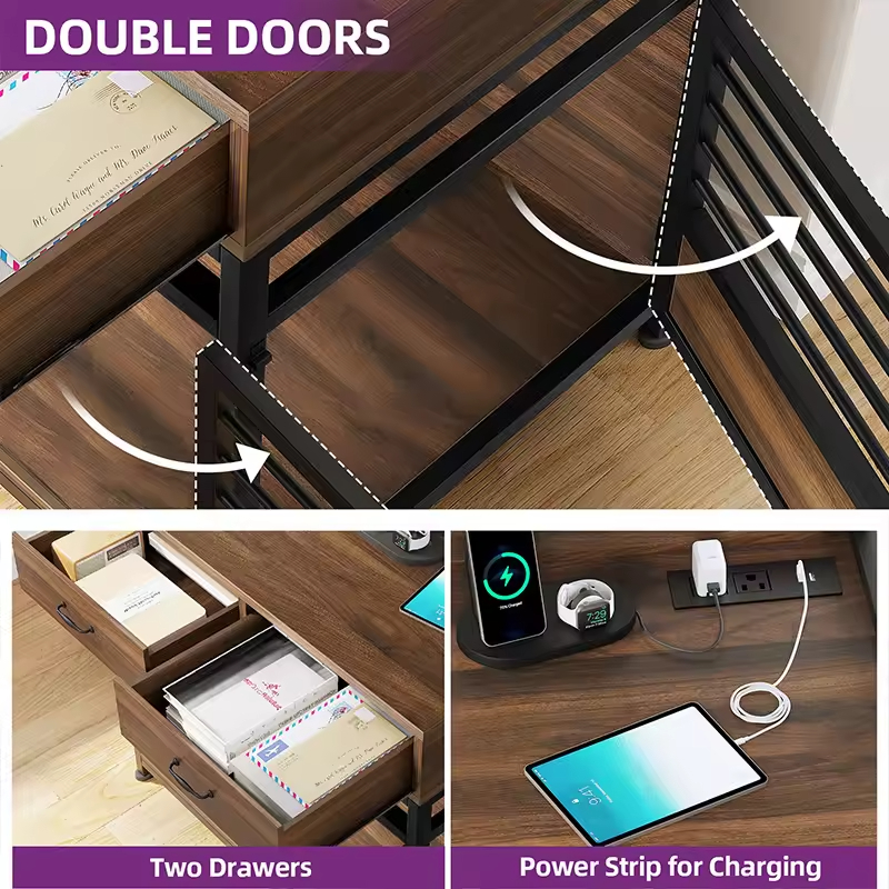 Customizable Indoor Dog Kennel with Double Doors Factory Furniture Cabinet Drawers Storage Shelves Socket for Home Organization