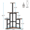 Factory Custom Modern Wood+Metal Powder Coated Plant Stand Tree Shape Tripod Design 3-tier Stylish Indoor/Outdoor Display