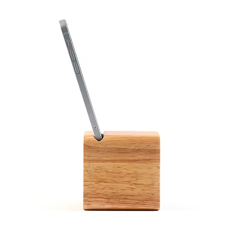 Wholesale Durable Space-Saving Wireless Mobile Phone Wood Speaker Natural Loud Amplifier Modern Design Rectangle Shape Home