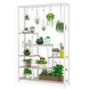 Modern Farmhouse Folding 5-Layer Plant Stand | Wood+Metal Frame Eco-Friendly Waterproof Portable Indoor Flower Rack | Storage