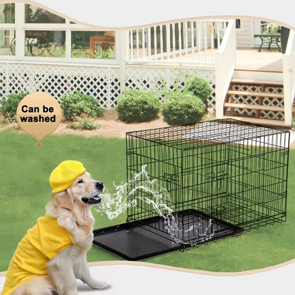 Corner End Table Wooden Steel Dog Crate Furniture Mesh Pet Crate Dog House Medium/Small Dogs Indoor Tool Features Vintage