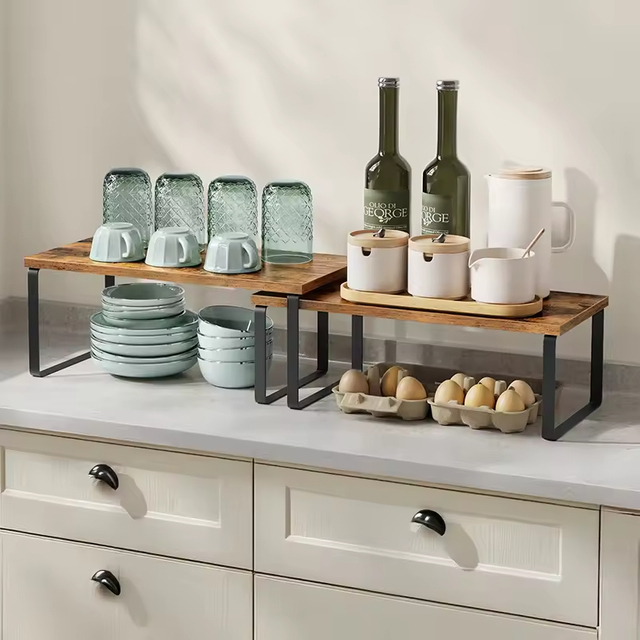 Metal Minimalist Carbon Steel Cabinet Organizer Shelf Single Tier Kitchen Counter Spice Rack Wall Mounted Detachable Expandable