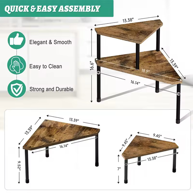 Kitchen Countertop Organizer Corner Shelf,Kitchen Spice Rack Organization 2 Tier Free-Standing,Rust Brown