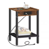 Modern USB Charging Station End Table with Storage Shelf Nightstand for Bedroom or Living Room Metal Home Furniture