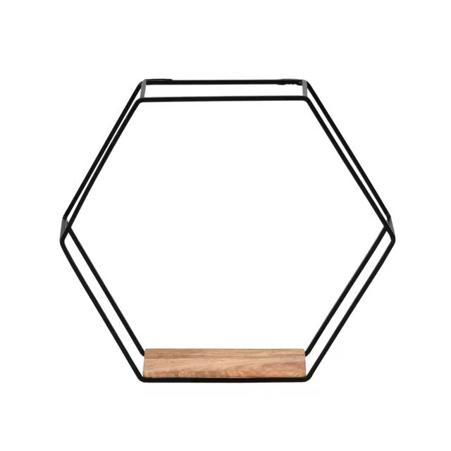 Custom 5-Piece Wall-Mounted Metal Wood Three-Layer Multifunction Contemporary Storage Shelf Coating for Bedroom Living Room