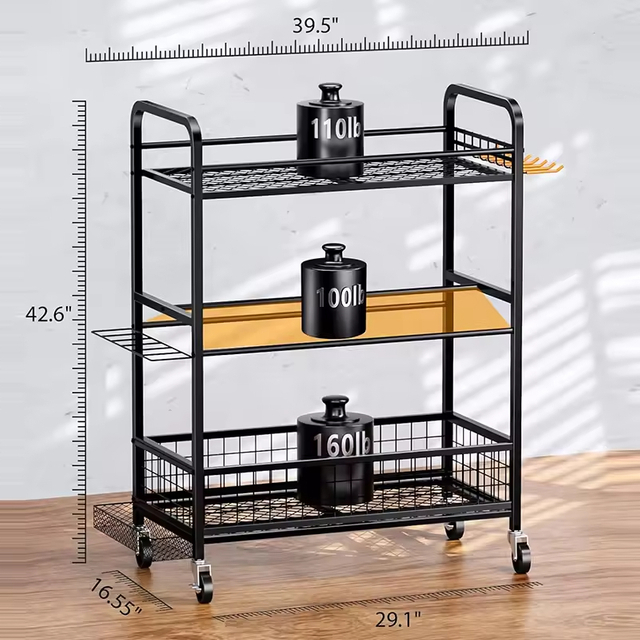 For Garage Indoor and Outdoor Toy Storage Racks with Wheels Basketball Racks with Baskets and Hooks Living Room Storage Shelf