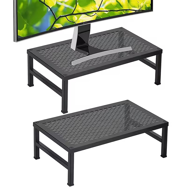 Custom Ergonomic Metal Standing Type Single Tier Monitor Stand Riser Anti-slip Desk Organizer Computer Stand