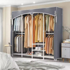Manufacturer Large Decorative Non-Woven Folding Metal Wardrobe Furniture Wire Garment Rack for Bedroom Clothes Living Room