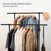 Custom Heavy-Duty Double Rod Metal Clothing Hanger Organizer Wheeled Closet Bedroom Garment Rack Detachable Living Room Use
