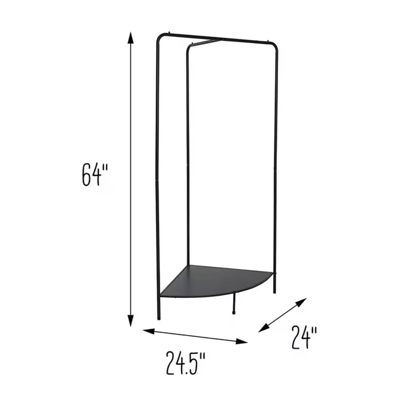 OEM ODM Simple Design Customized Color Metal Freestanding Corner Waterproof Foldable Clothing Rack for Bathroom Wardrobe Garment