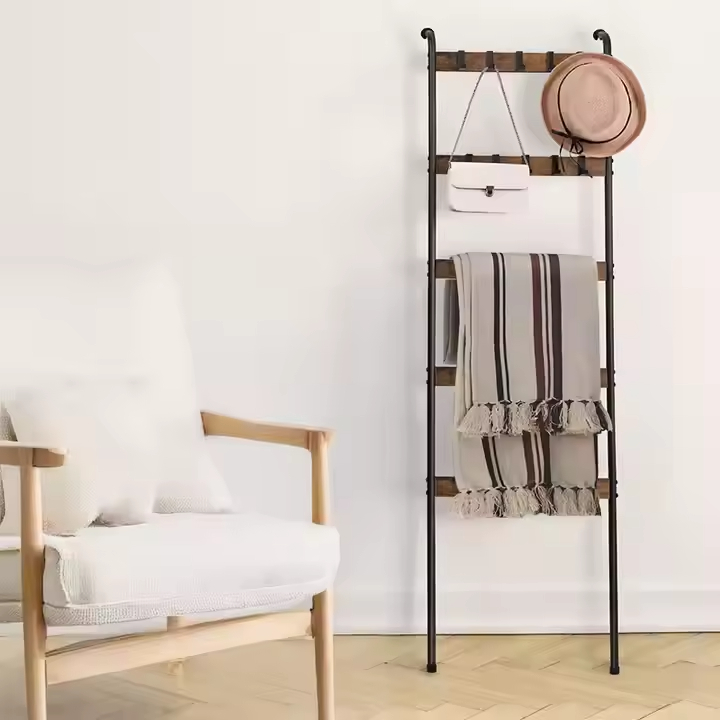 Factory Wholesale 5-Tier Foldable Wooden Ladder Shelf for Magazine Storage Flower Display Decorative Storage Wardrobes Bathrooms