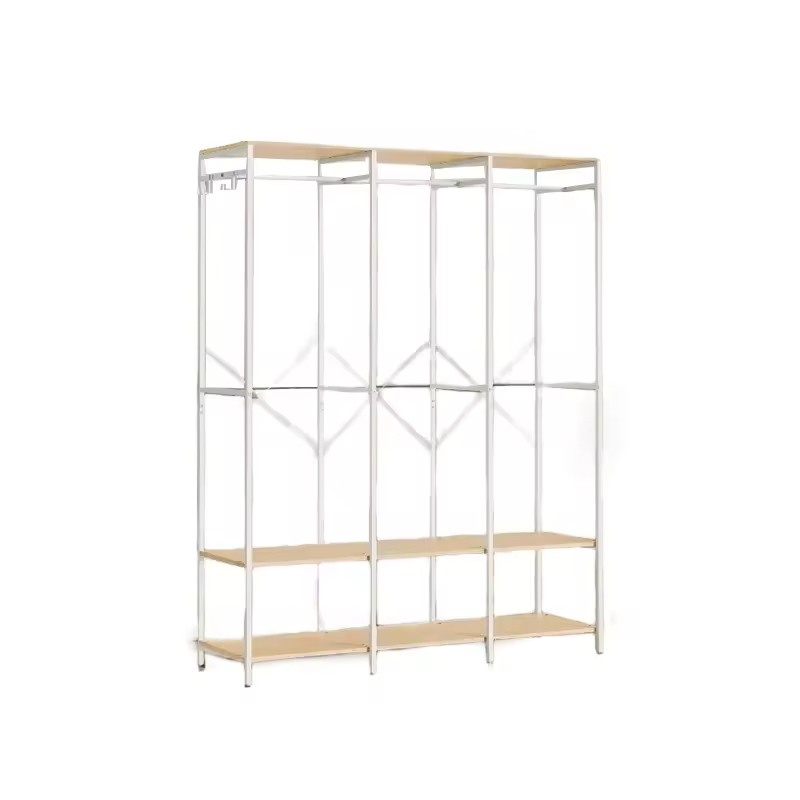 Manufacturer Custom Metal Clothing Rack Space-Saving Solid Color Multifunctional Steel Structure for Wardrobe Use