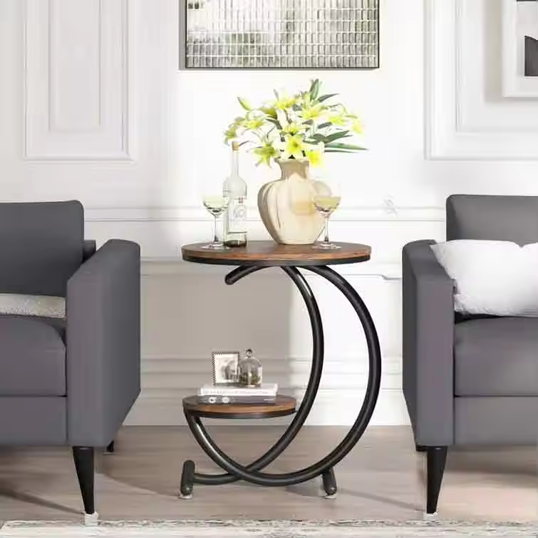 White Gold Metal Coffee Table Two End Side Tables for Indoor Outdoor Use for Living Room Hotel Dining for Sofa Bedside Bedroom