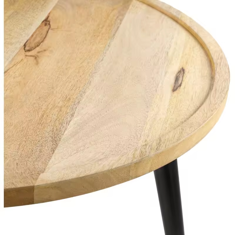 Customizable Factory Small Round Coffee Table with Storage Shelf Wood and Metal Circle End Table for Living Room Bedroom Hotel