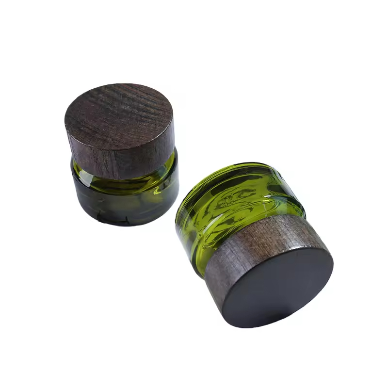 Luxury Huina Brand Model 20251010 15ml 30ml 50ml Green Rectangle Wooden Jars for Home Decoration Durable Space-Saving Modern