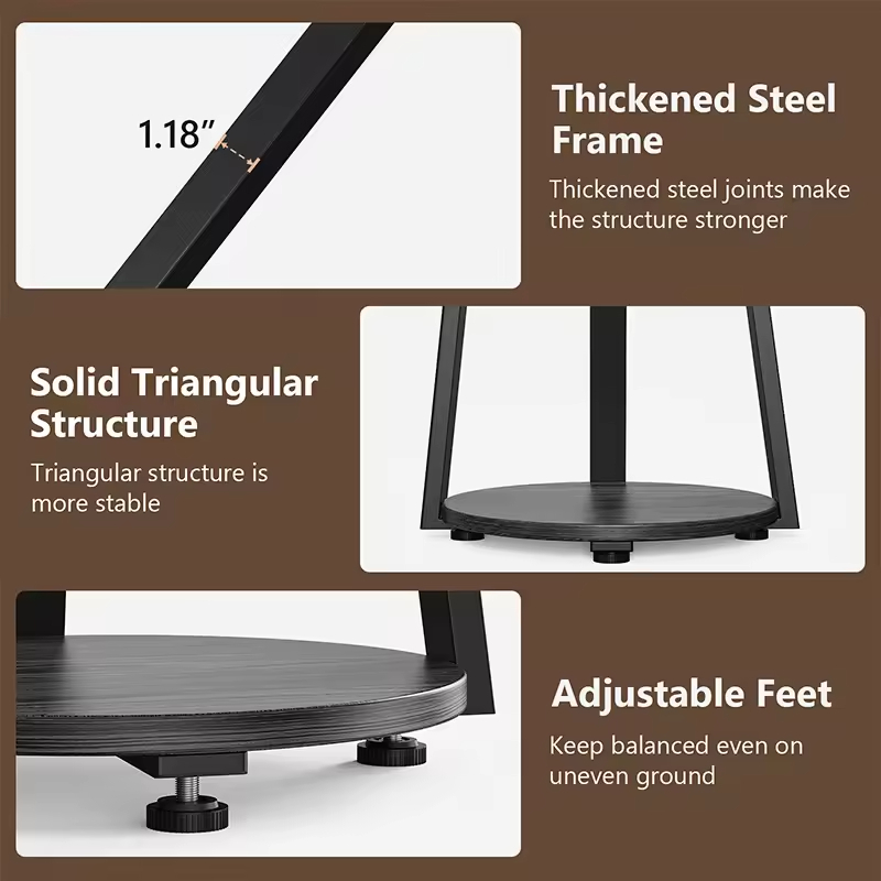 Circular 3-Tier Storage Opening Shelf End Table Factory Direct Standing Type Rotating Functional Design Easy Coffee Table