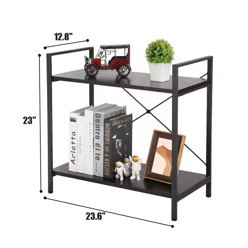 Custom 2-Tier Small Metal Shelving Unit for Home Garden & Industrial Use Space-Saving Bookcase From Factory