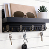 Wall Mounted Mail Bill Rack Woodenkey Holder for Wall with Shelf for Home with 5 Hooks