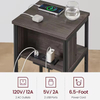 Modern 3-Tier 3-Port Solid Wood USB Charging Nightstand Side Table Plug-in Outlets Living Room Bedroom End Table Charging