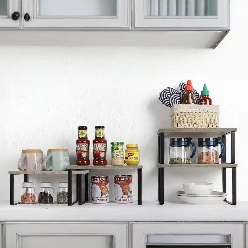 Vintage Style Pantry Organizer Kitchen Cabinet Organizer Shelf Kitchen Counter Bamboo Kitchen Cabinet Organizer Shelf