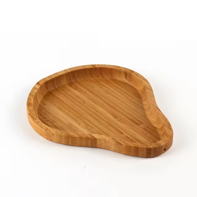 Bamboo Wood Rectangle Dish Modern Tableware Fruit Nut Tray Love Design Durable Space-Saving for Kids Parties