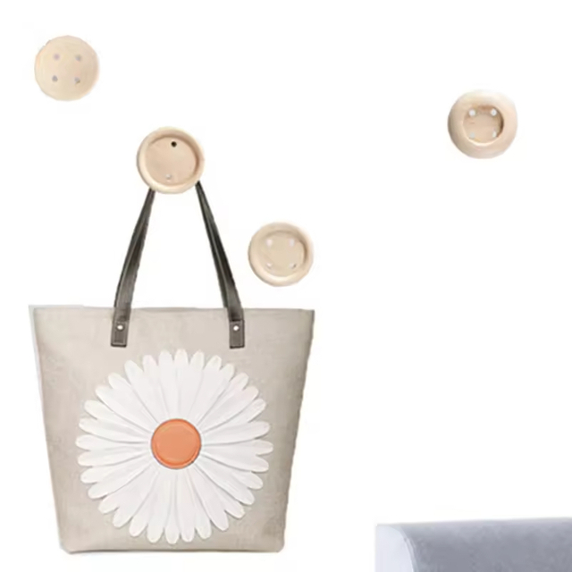 Wooden Ball Creative Magnetic Hook for Living Room Wall Strong Nail-free Hook for Wall Decoration Modern Rectangle