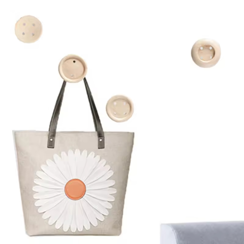 Wooden Ball Creative Magnetic Hook for Living Room Wall Strong Nail-free Hook for Wall Decoration Modern Rectangle