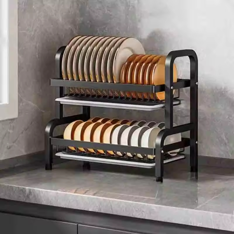 Manufacturer OEM Stainless Steel Kitchen Utensil Rack, 2-Tier Countertop Organizer Multifunctional Storage Shelf