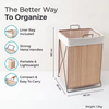 Factory Custom Double Tier Foldable Waterproof Steel & Polyester Wood Bathroom Laundry Hamper with Removable Design