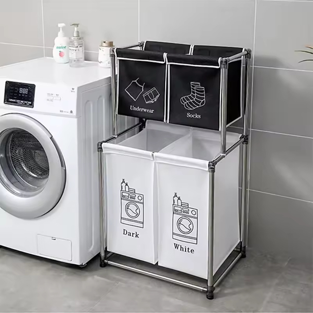 Factory Custom Steel & Oxford Fabric Waterproof Strong Load-Bearing Laundry Hamper for Bathroom and Bedroom Clothing Storage