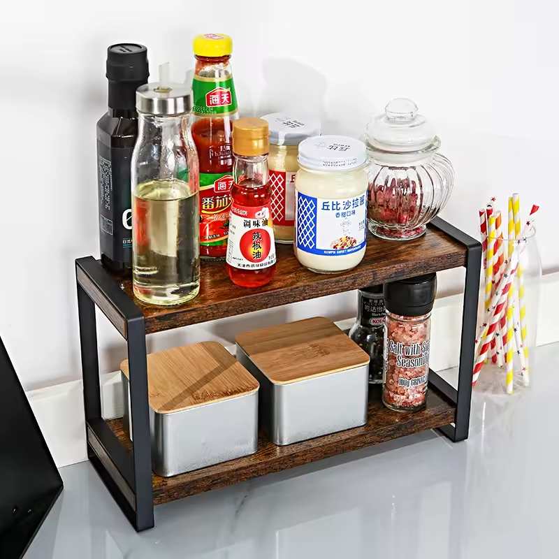 Manufacturer Wholesale 2-layer Seasoning Rack Kitchen Storage Rack Desktop Multifunctional 2-layer Storage Rack