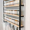 Custom 5-Tier Hanging Spice Rack Organizer Multi-Functional Steel-Wood Spice Storage Holder 5-Tier Hanging Spice Rack