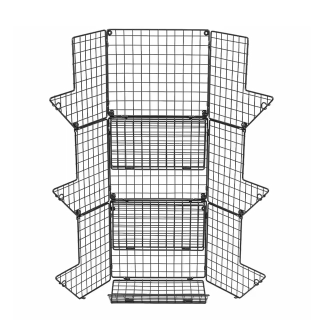 Hot-selling OEM&ODM 3-Tier Metal Fruit Basket Stand in Black Steel Wall Mounted Fruits and Vegetable Storage Basket