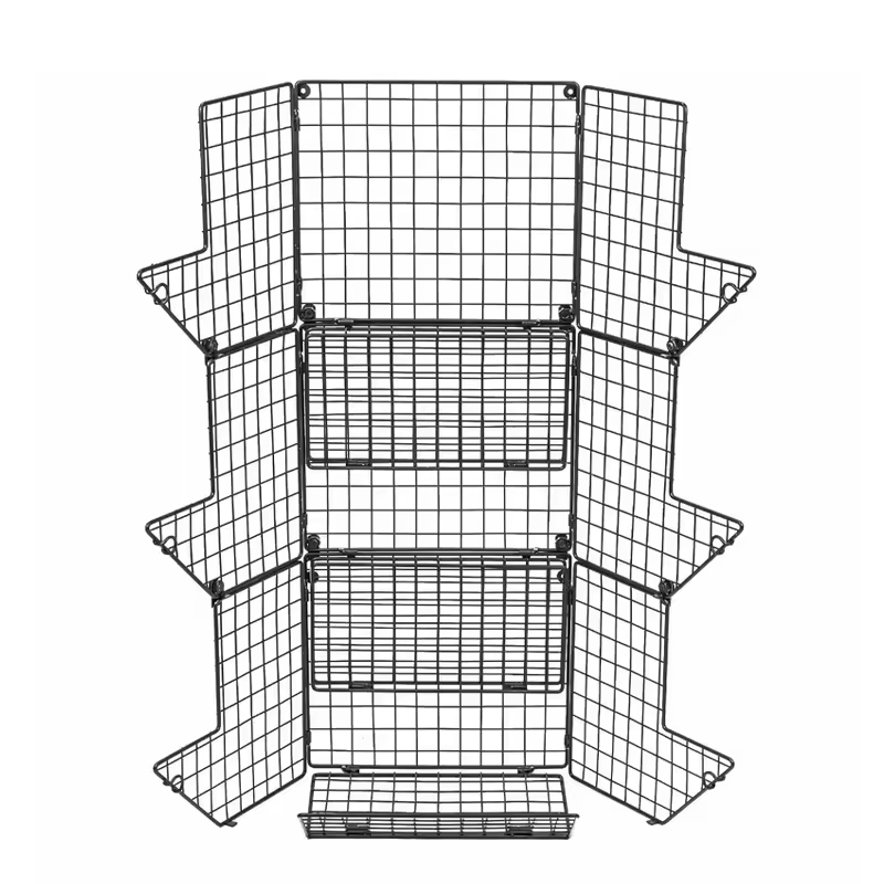 Hot-selling OEM&ODM 3-Tier Metal Fruit Basket Stand in Black Steel Wall Mounted Fruits and Vegetable Storage Basket
