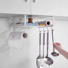 Custom Metal Wall-Mounted Double-Tiered Spoon Fork Spatula Rack Shelf Organizer with Multifunctional Facial Tissue Holders