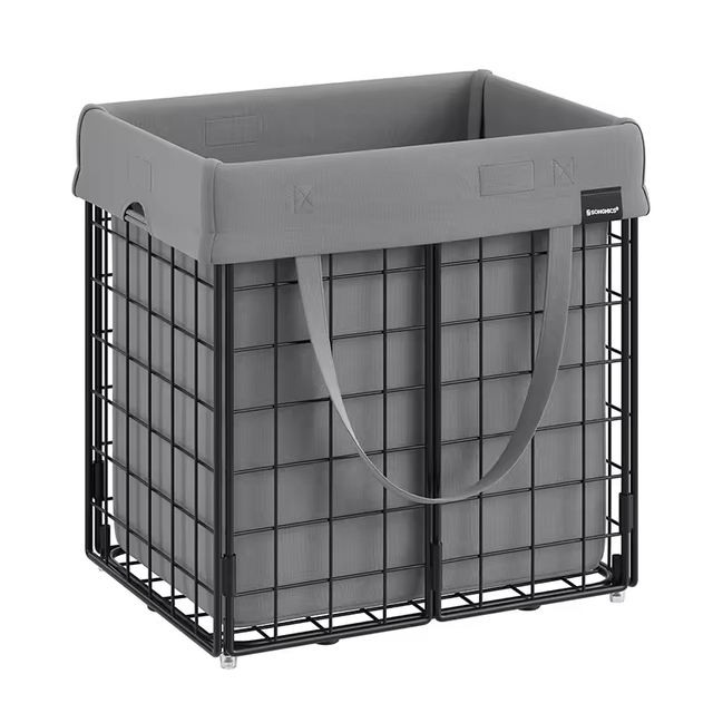 Custom 50L Metal Wire Frame Laundry Hamper with Removable and Washable Liner for Bedroom and Bathroom Organization