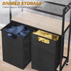 Custom Rustic Rolling Laundry Center with 2 Divided Shelves Factory-Built Bathroom Organizer and Storage Hamper for Clothing