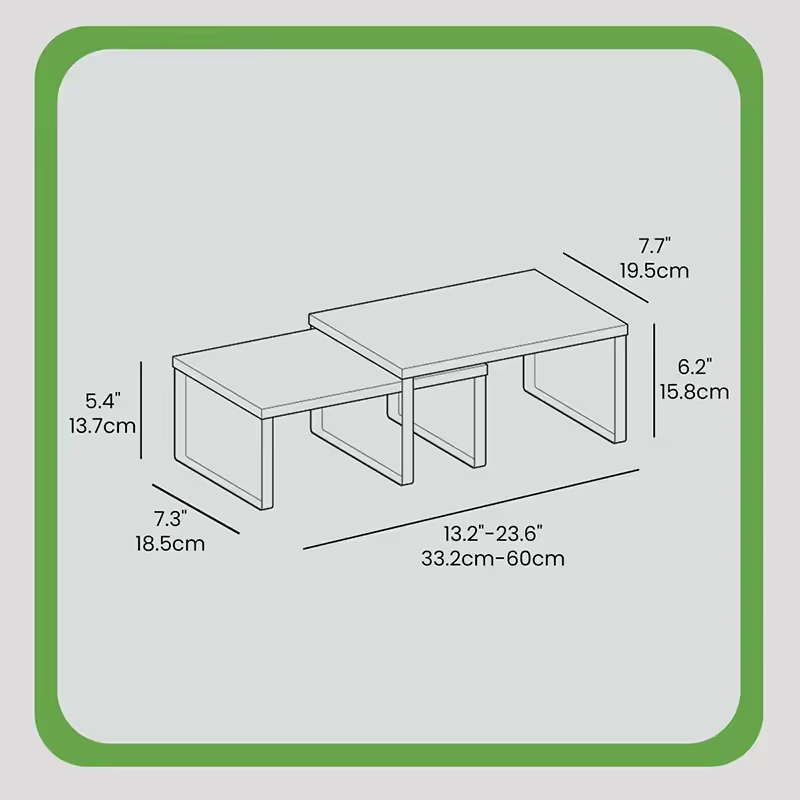 Customized Black Stackable Cabinet Storage Rack Wooden Metal 2 Set with Double Tiers for Kitchen & Living Room Organizer