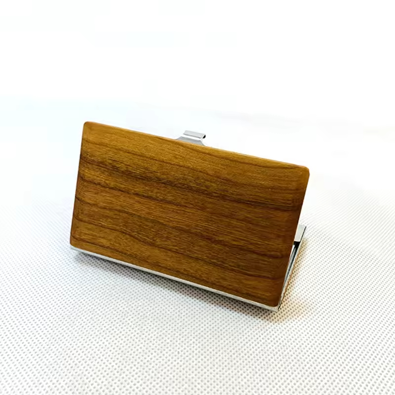 Wholesale Modern Customizable Color Black Walnut Durable Easy Charging Credit Card Holder Box Engraved Logo Promotion Gift