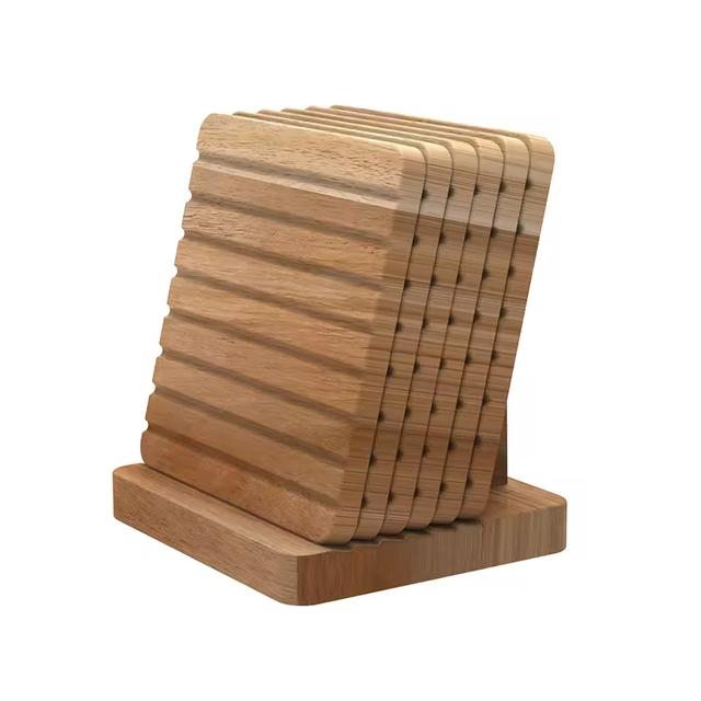 Factory Direct Huina Anti-scalding Non-slip 4pcs Wooden Solid Wood Customizable Color Modern Style Table Mat Cup Coaster for