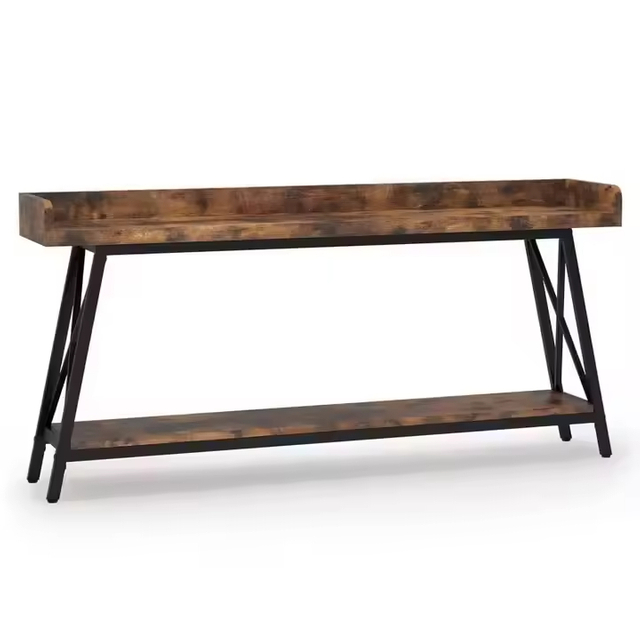 Custom High Bar Thin Console Sofa Table Wooden Metal Rustic Design for Hotel Apartment Kitchen Dining Restaurant Villa Living